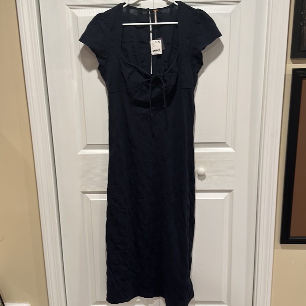 Free People Natalya Black Solid Midi Dress - Picture 6 of 9